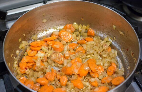 Carrot and onion frying