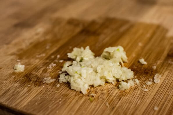 Chopped garlic on cutting board