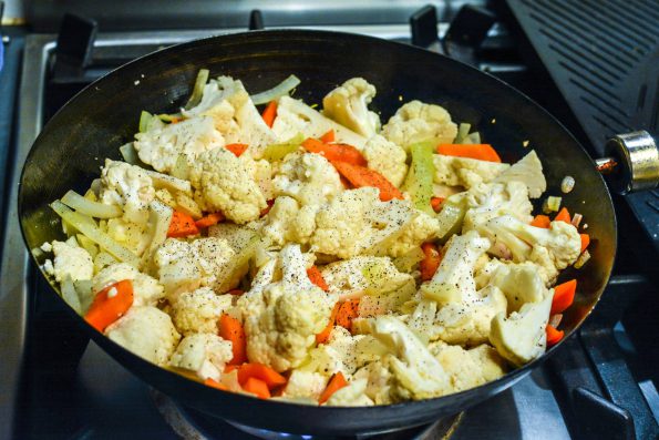 Cauliflower in a wok