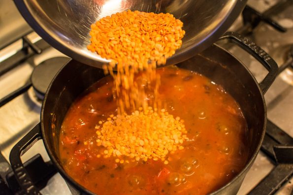 Red lentils for chili